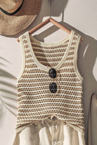 Blu Pepper - Stripe Crochet Knit Tank Top
