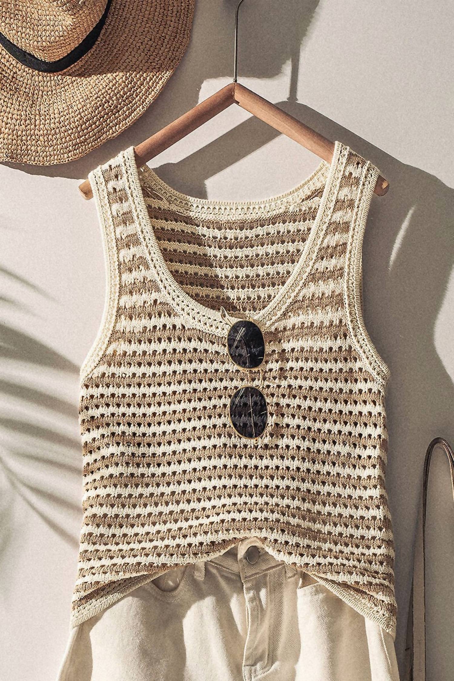 Blu Pepper - Stripe Crochet Knit Tank Top