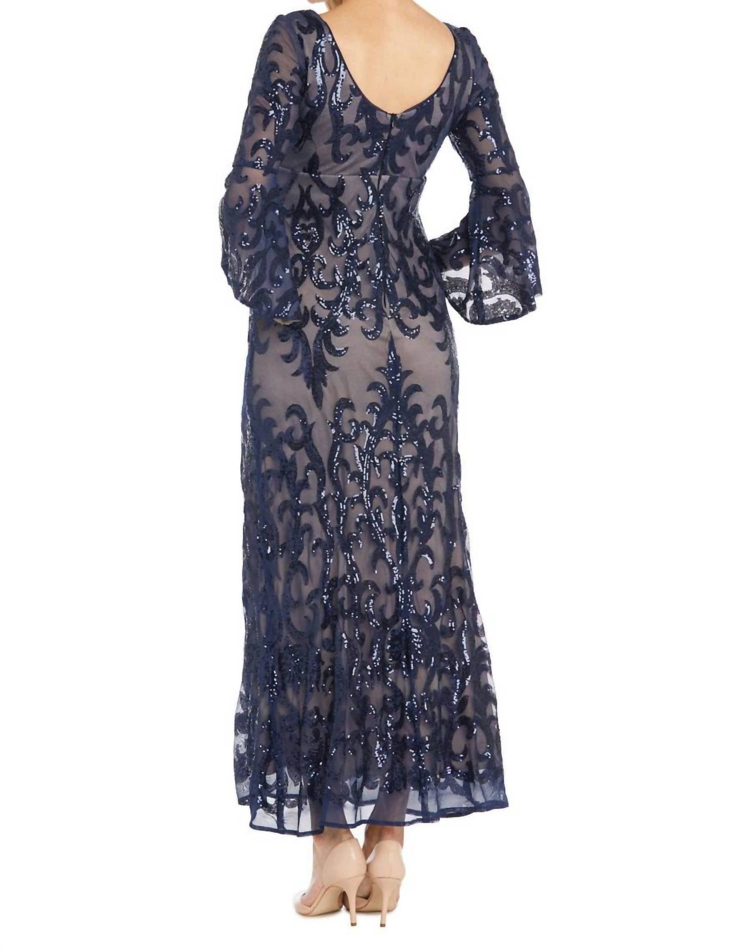 R&M Richards - Contrast Sequin Gown