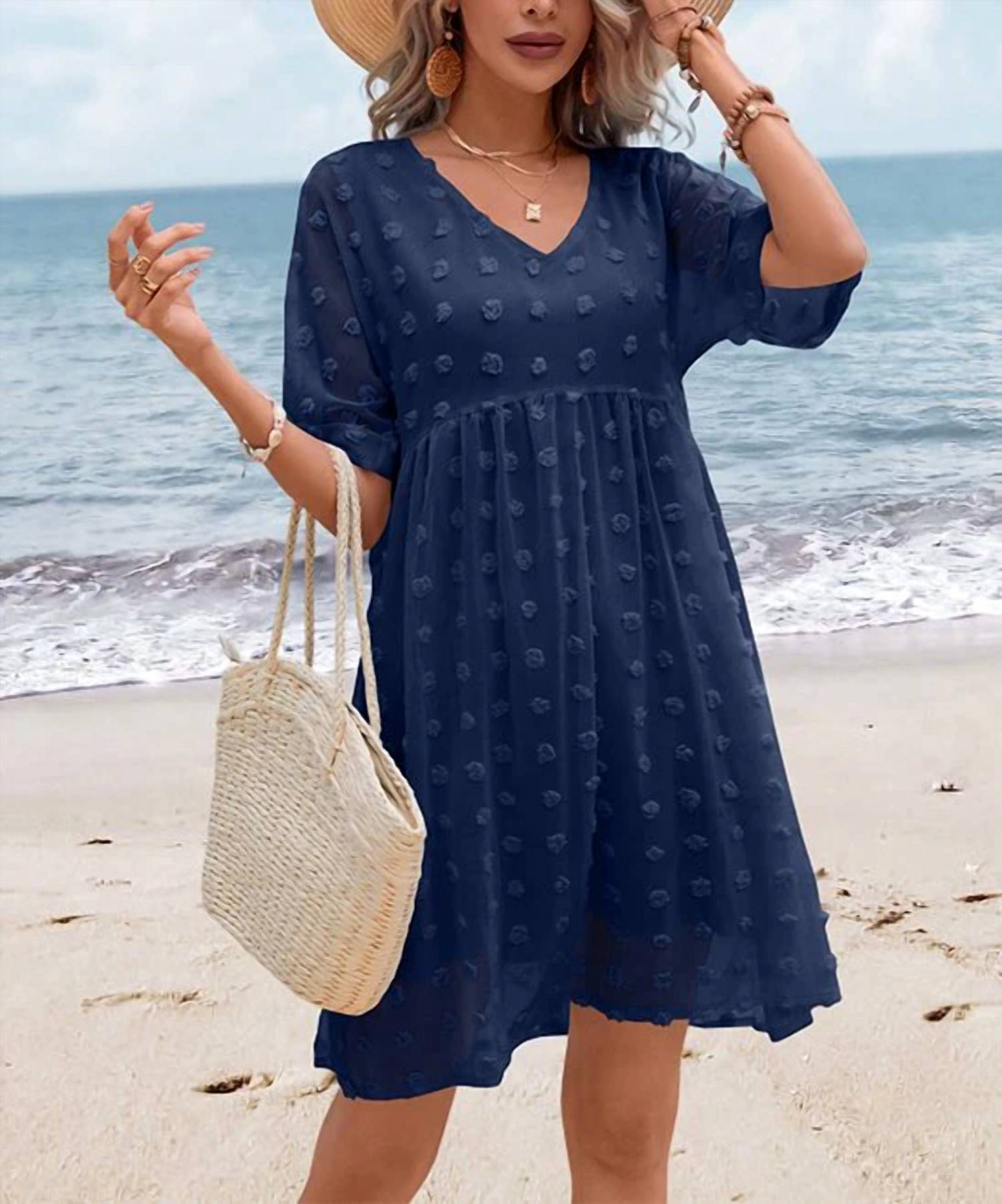 Zenana - Swiss Dot Baby Doll Dress