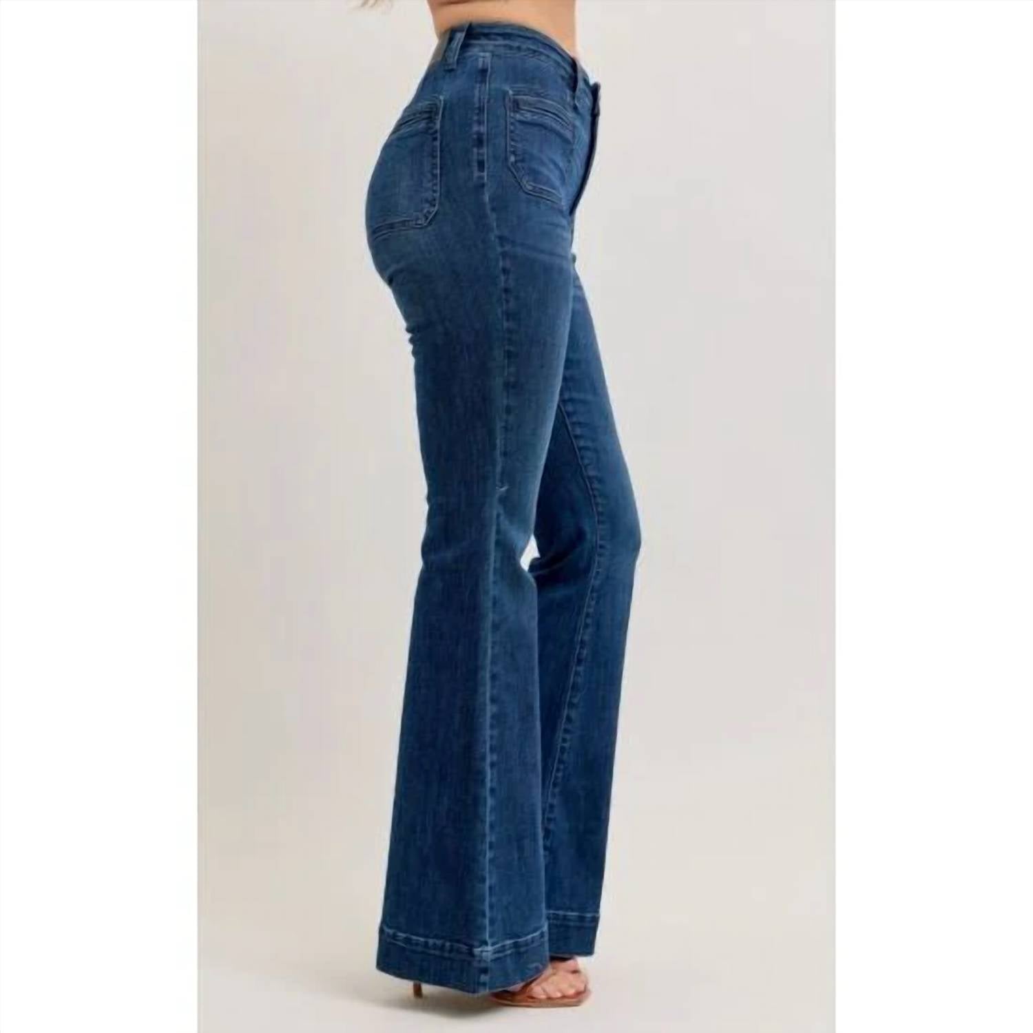Judy Blue - High Rise Flare Jeans With Front Patch Pockets