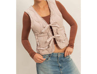 Hyfve - Quilted Vest With Tie-Front And Patch Pockets