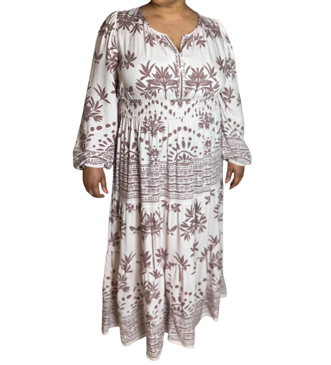 Easel - Bree Maxi Block Print Dress