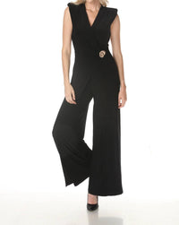 Joseph Ribkoff - Sleeveless Wrap Wide-leg Jumpsuit