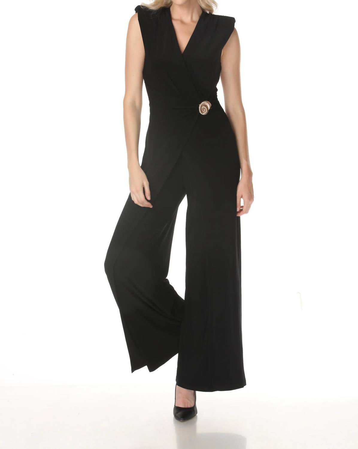 Joseph Ribkoff - Sleeveless Wrap Wide-leg Jumpsuit