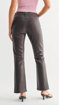 Just Black Denim - Coated Slim Cropped Bootcut Jeans