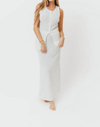 Lalavon - Button Down Sweater And Maxi Skirt Set