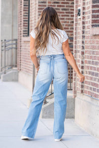 KanCan Laced Up Denim Jeans in light stone wash - women's jeans - alternate view