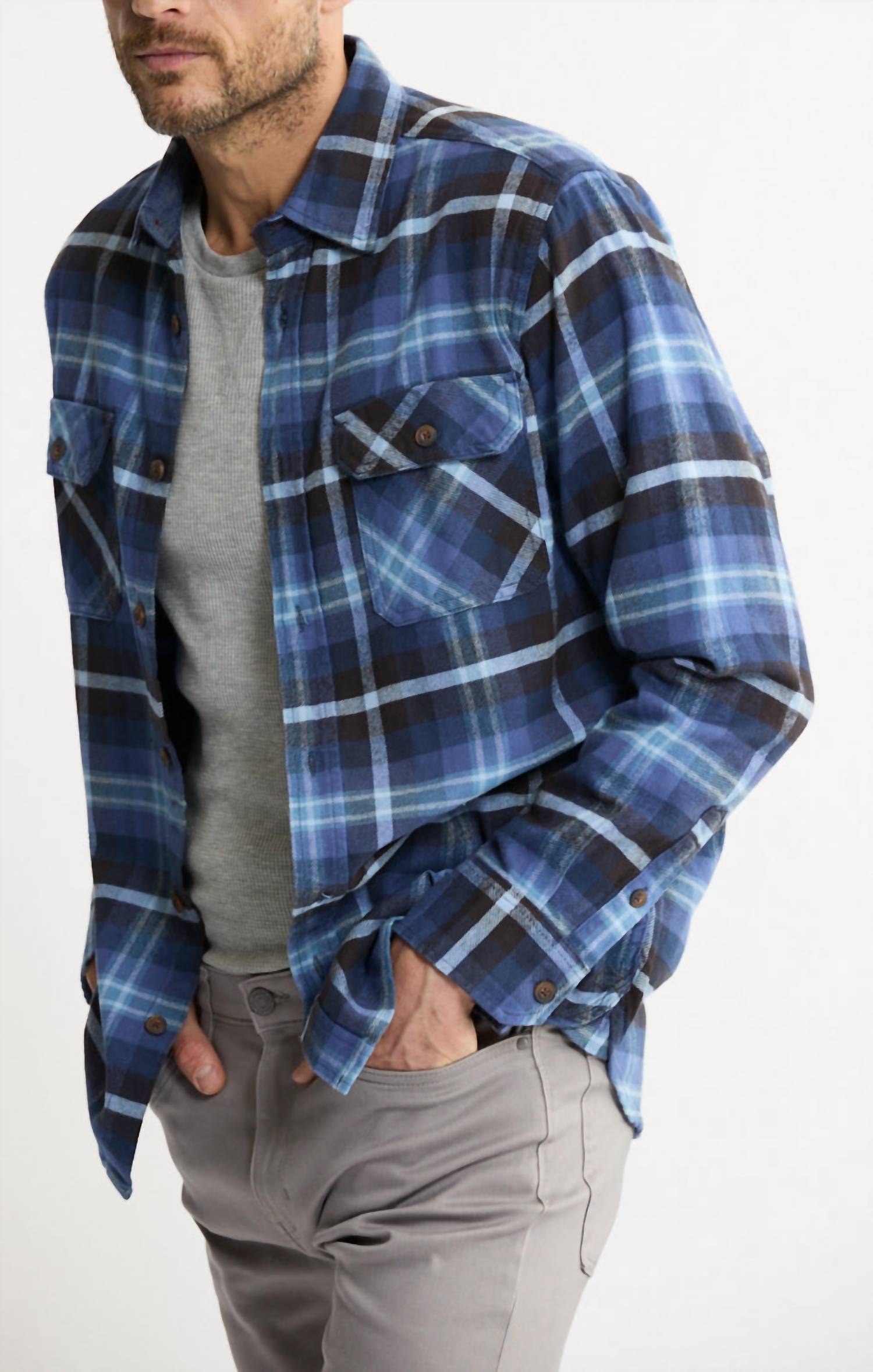 Jachs New York - Brawny Flannel Shirt & Thermal Long Sleeve Tee - 2-pack