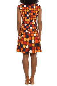 London Times - Polka Dot Print Fit And Flare Midi Dress