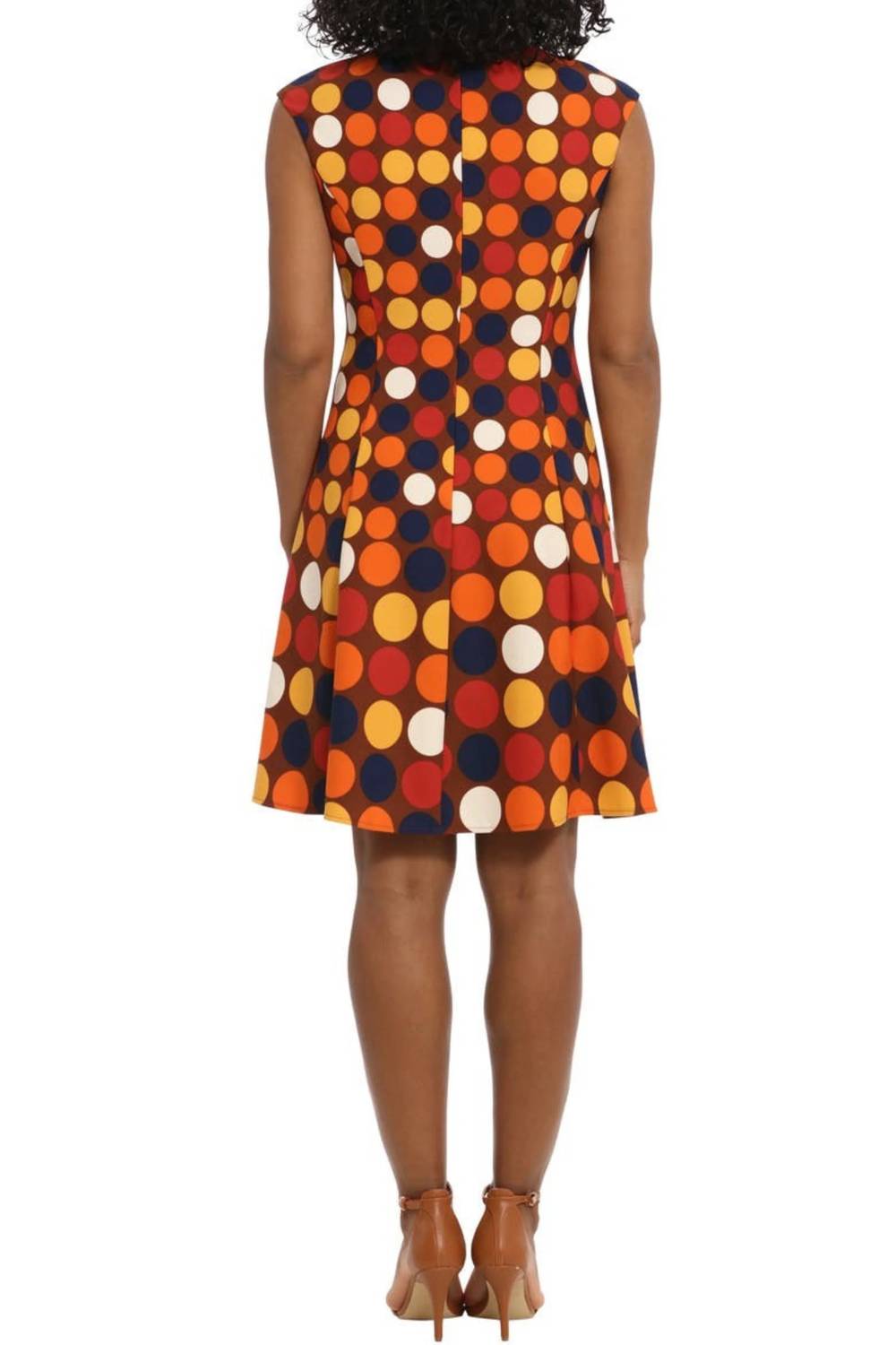 London Times - Polka Dot Print Fit And Flare Midi Dress