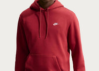 NIKE Men's Club Fleece Pull Over Hoodie in crimson white - men's shirt - alternate view