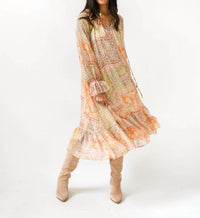 Karlie - Paisley Chiffon Midi Dress