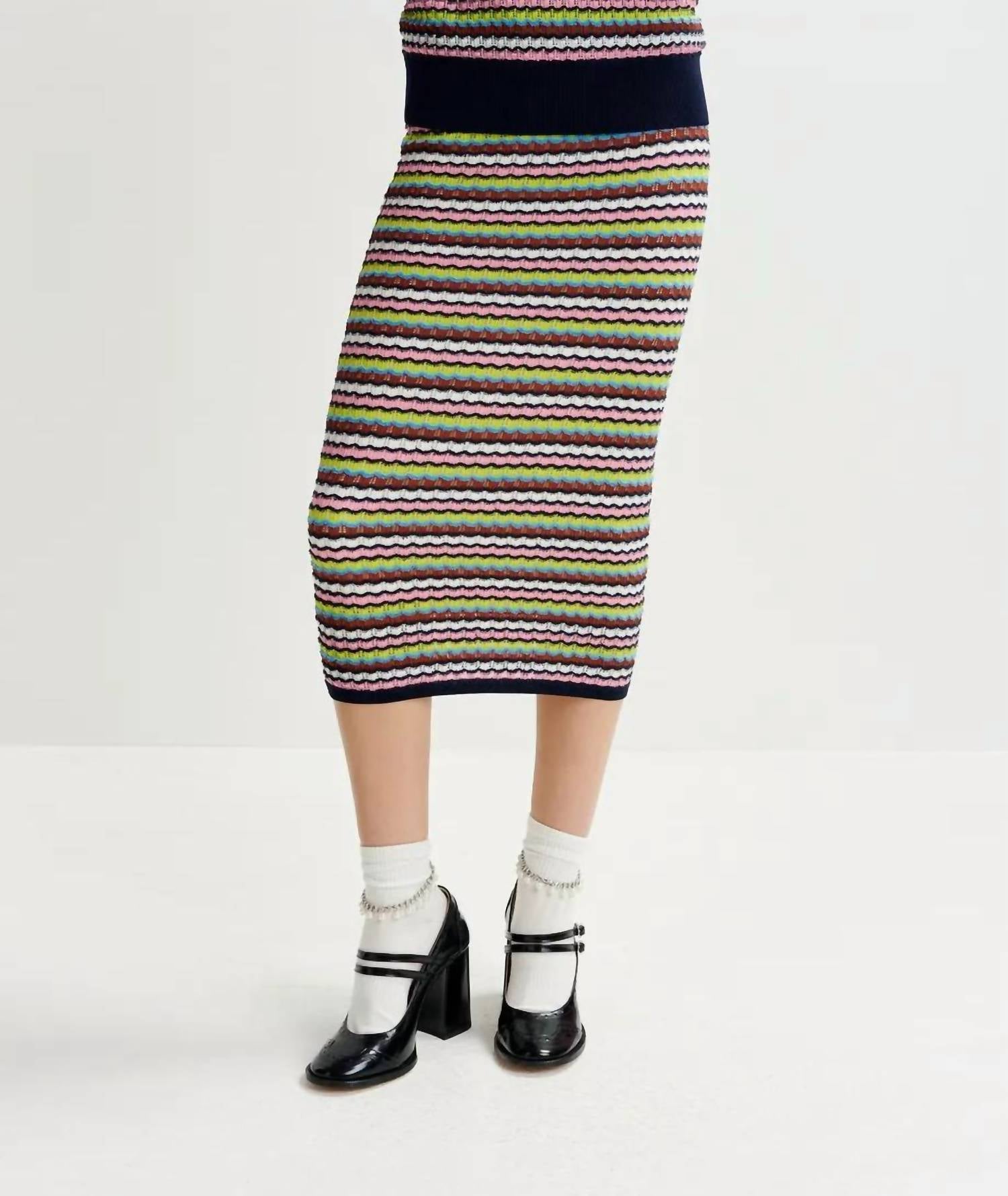 ESSENTIEL ANTWERP Himpact Striped Skirt in off white multi - women's skirt - view 4