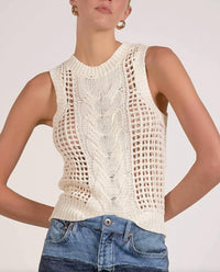 Elan - Open Knit Sleeveless Sweater Tank