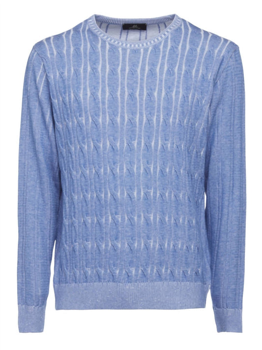 Montechiaro - Light Blue Cable Crewneck Sweater