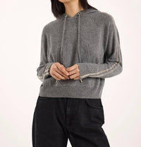 Brodie Cashmere - Bree Beaded Sleeve Cashmere Hoodie