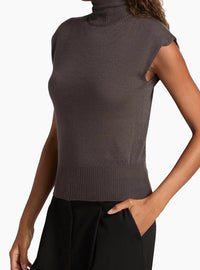 Rick Owens - Maglia Cashmere Cap Sleeve Turtleneck Top