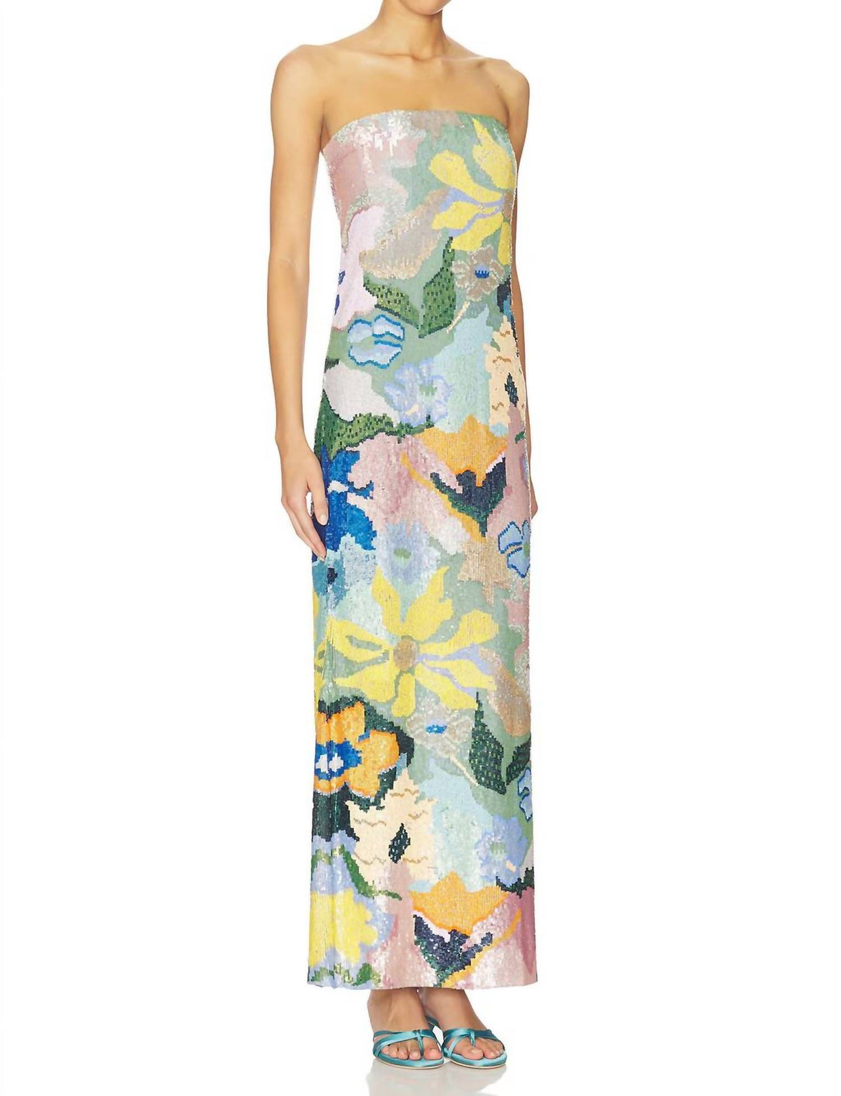 La Fuori - Floral Jacquard Embroidered Gown