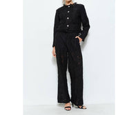 Ina Fashion - Lace Fringe Trim Pearl Button Cropped Jacket
