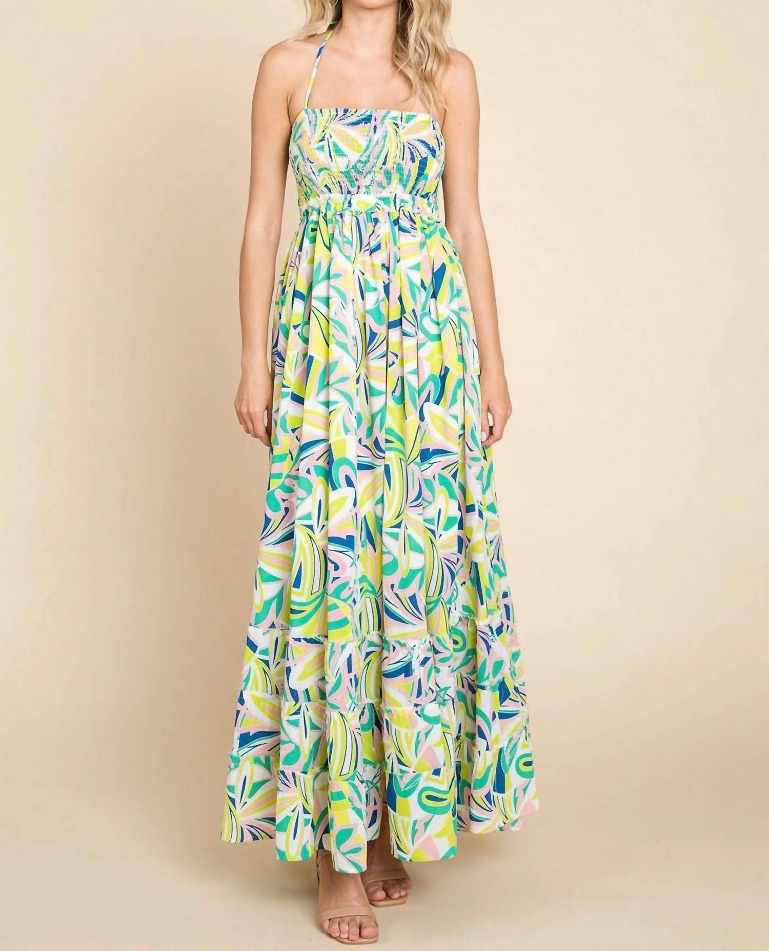 Rolypoly - Floral Halter Cami Sun Maxi Dress