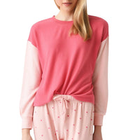 Z Supply Women's Color Block Long Sleeve Top in pink cherry - women's long sleeve top
