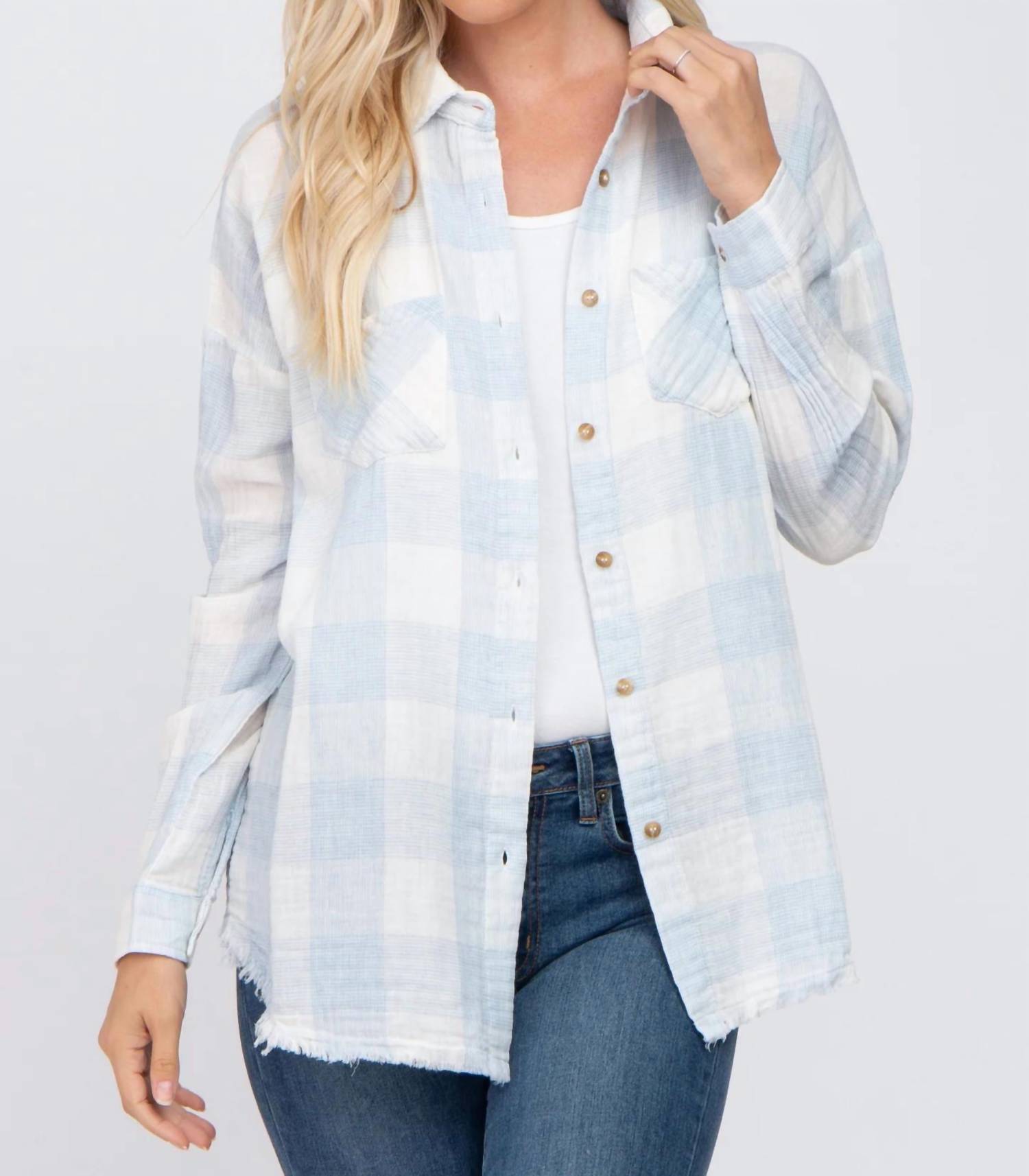 Lime N Chili - Cotton Gauze Checkered Shirt - Plus