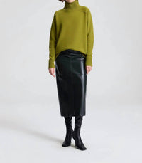 A.L.C. - Marta Glossy Leather Midi Skirt