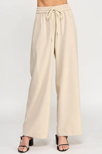 ELLISON Everywhere Wide Leg Pant in oatmeal - women's pants - detail view