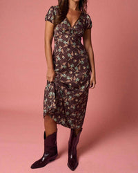 Papermoon - Floral Puff Sleeve Midi Dress