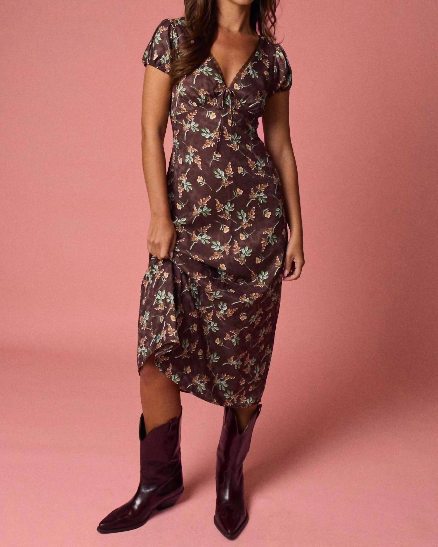 Papermoon - Floral Puff Sleeve Midi Dress
