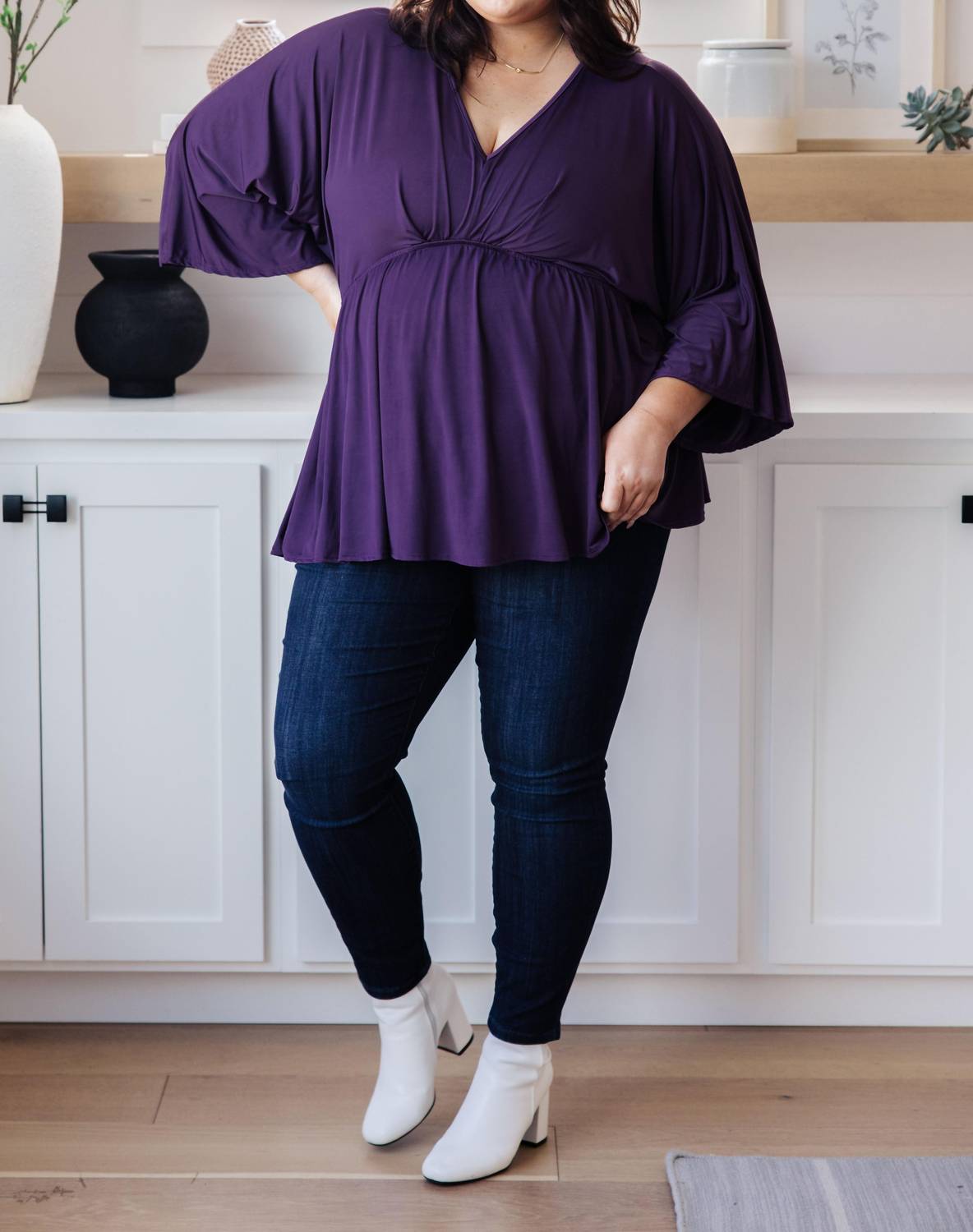 White Birch - Love On The Line V-Neck Peplum Blouse