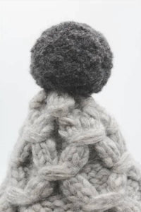 Lola Hats Women's Braces Knit Hat in grey and charcoal - women's hat - detail view