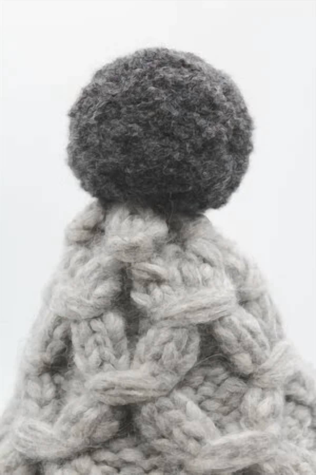 Lola Hats Women's Braces Knit Hat in grey and charcoal - women's hat - detail view