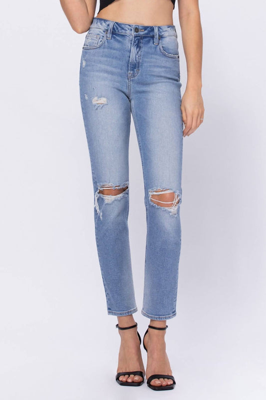 Hidden - High-rise Classic Distressed Mom Jean