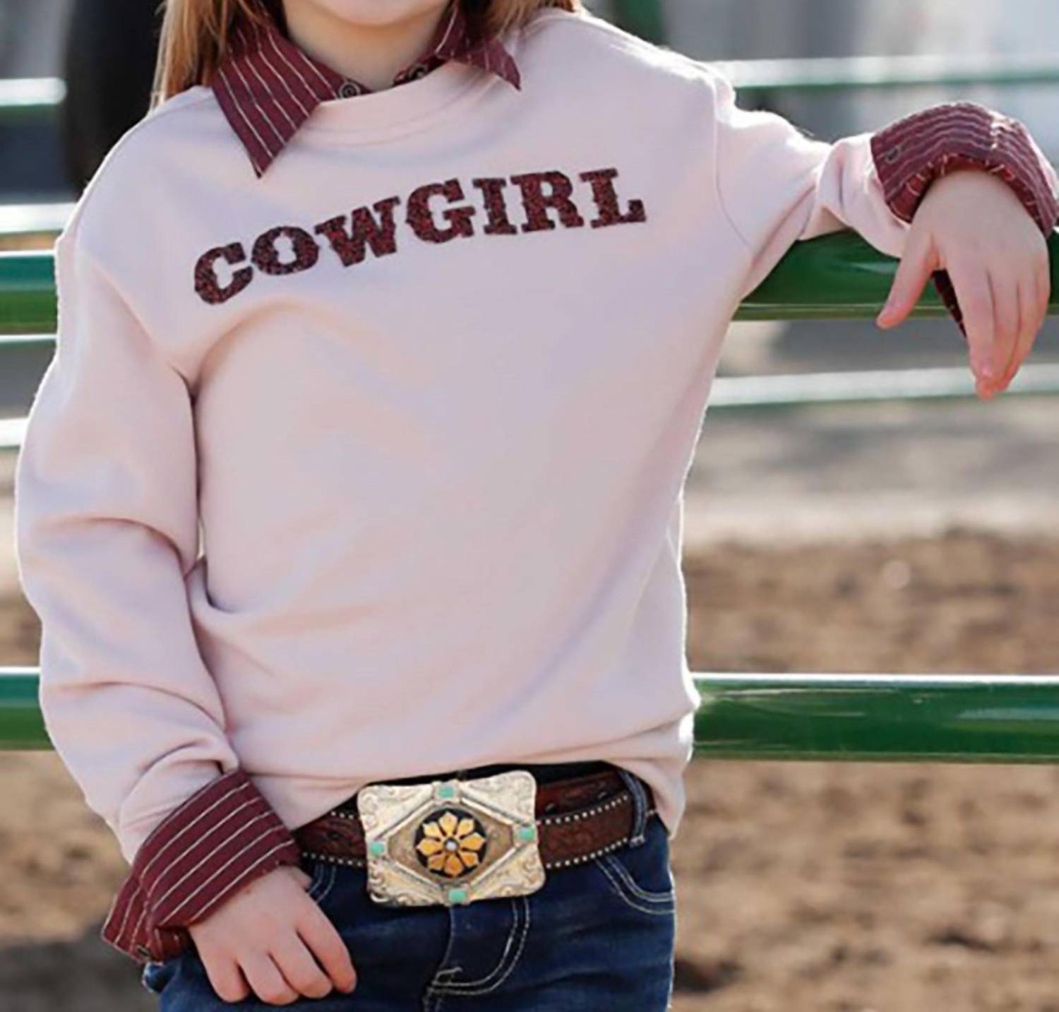 Cruel Girl - Girl's Cowgirl Pink Crewneck Sweatshirt