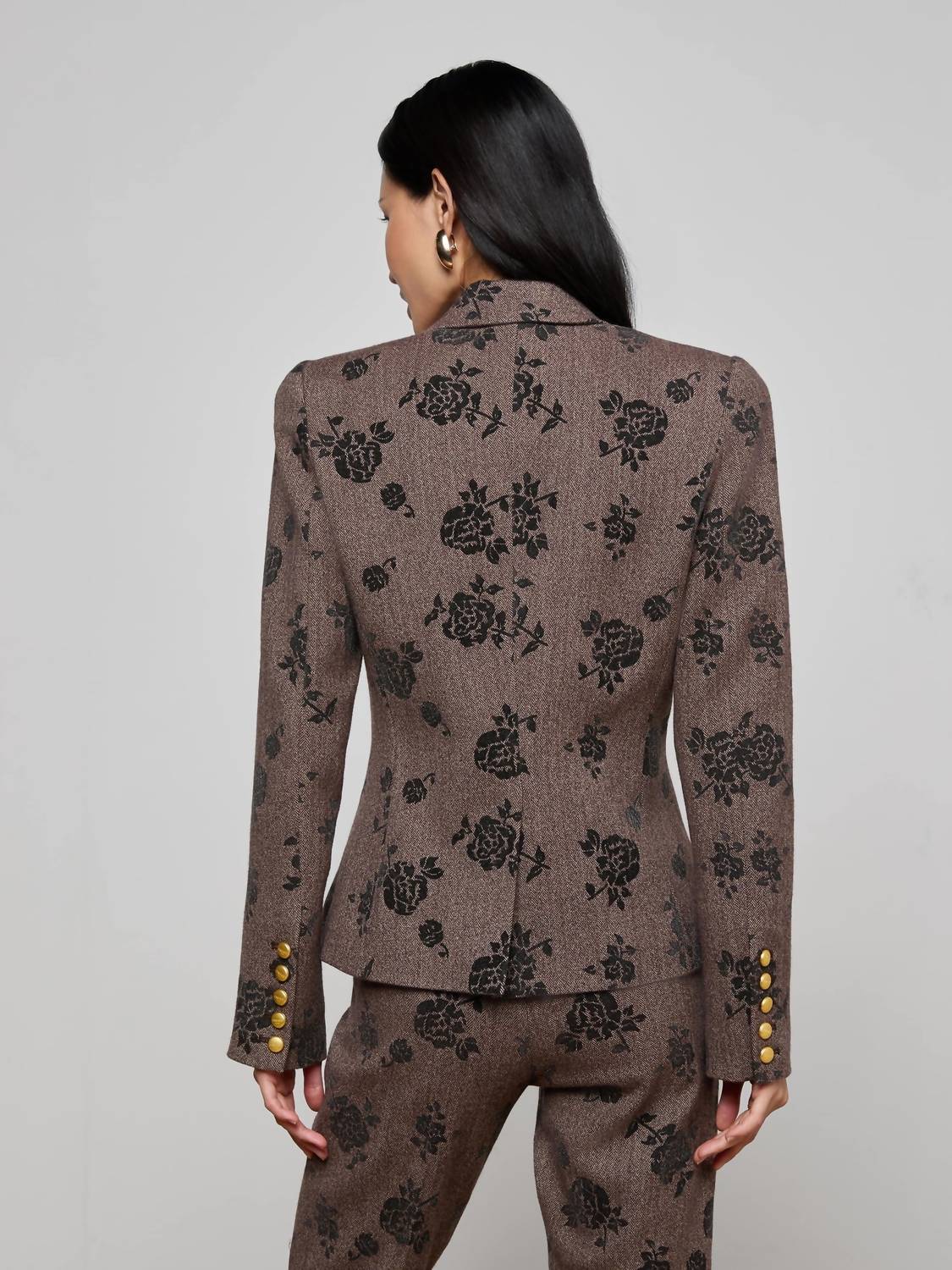 L'Agence - Bethany Flocked Herringbone Blazer