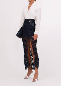 Nonchalant Label Bria Maxi Skirt in denim - women's skirt - alternate view