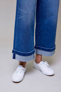 HIDDEN Cuffed High Rise Wide Leg Jean in medium wash - women's jeans - view 6