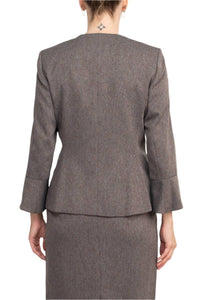 Nyp Suits - Crew Neck 3-button Slit Back Crepe Skirt Set
