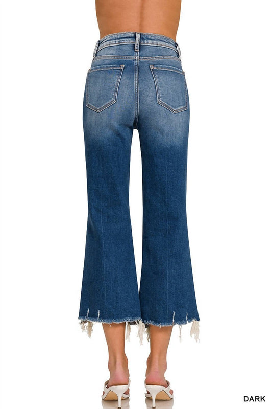 Frame - DISTRESSED KNEE CROP JEANS