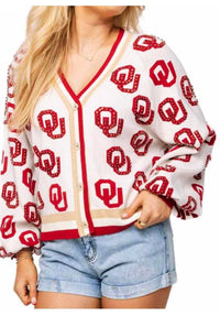 Queen Of Sparkles - Women's Mascot Rhinestone Ou Cardigan