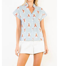 Thml - Striped Short Sleeve Lobster Print Top