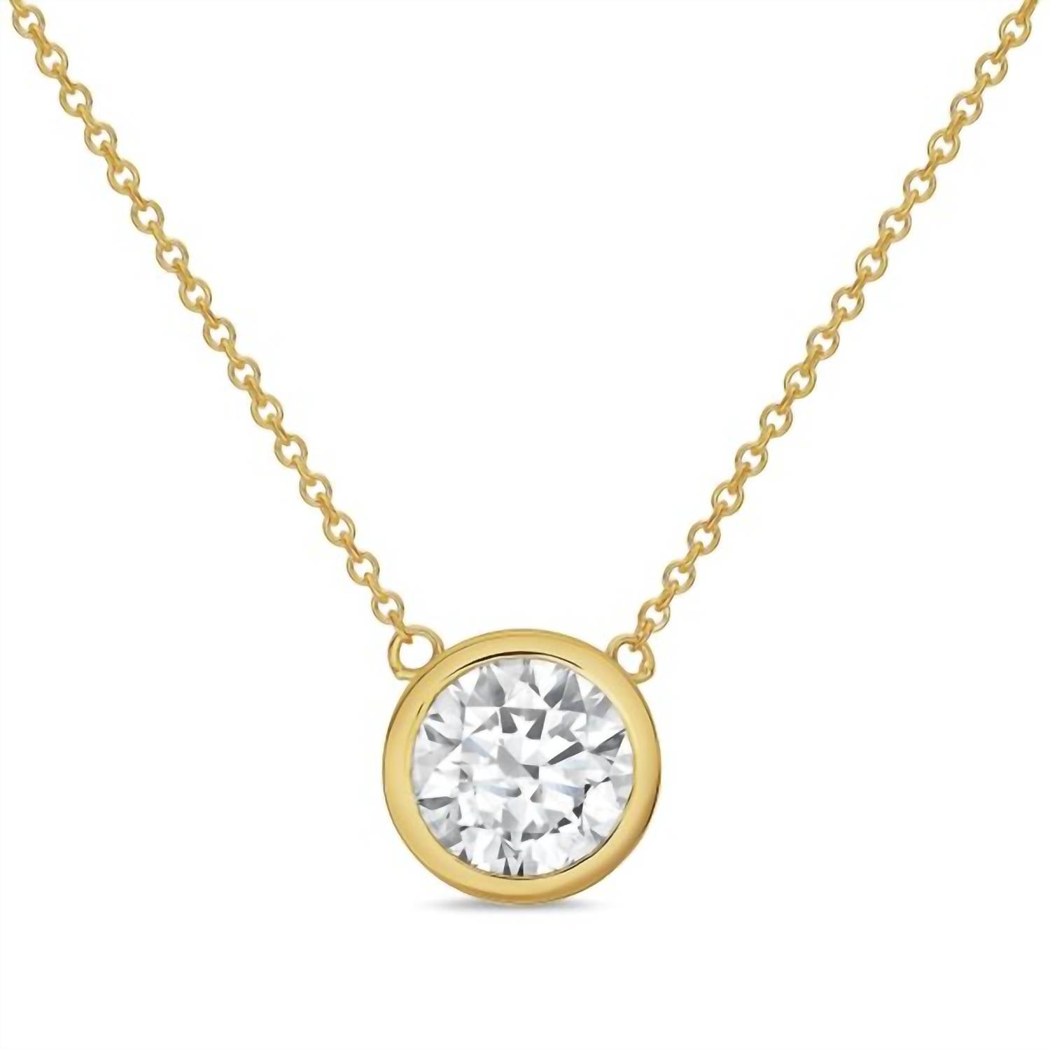 Diana M Jewels - 2.00 Ct Lab-grown Round-shaped Diamond Bezel Pendant Necklace