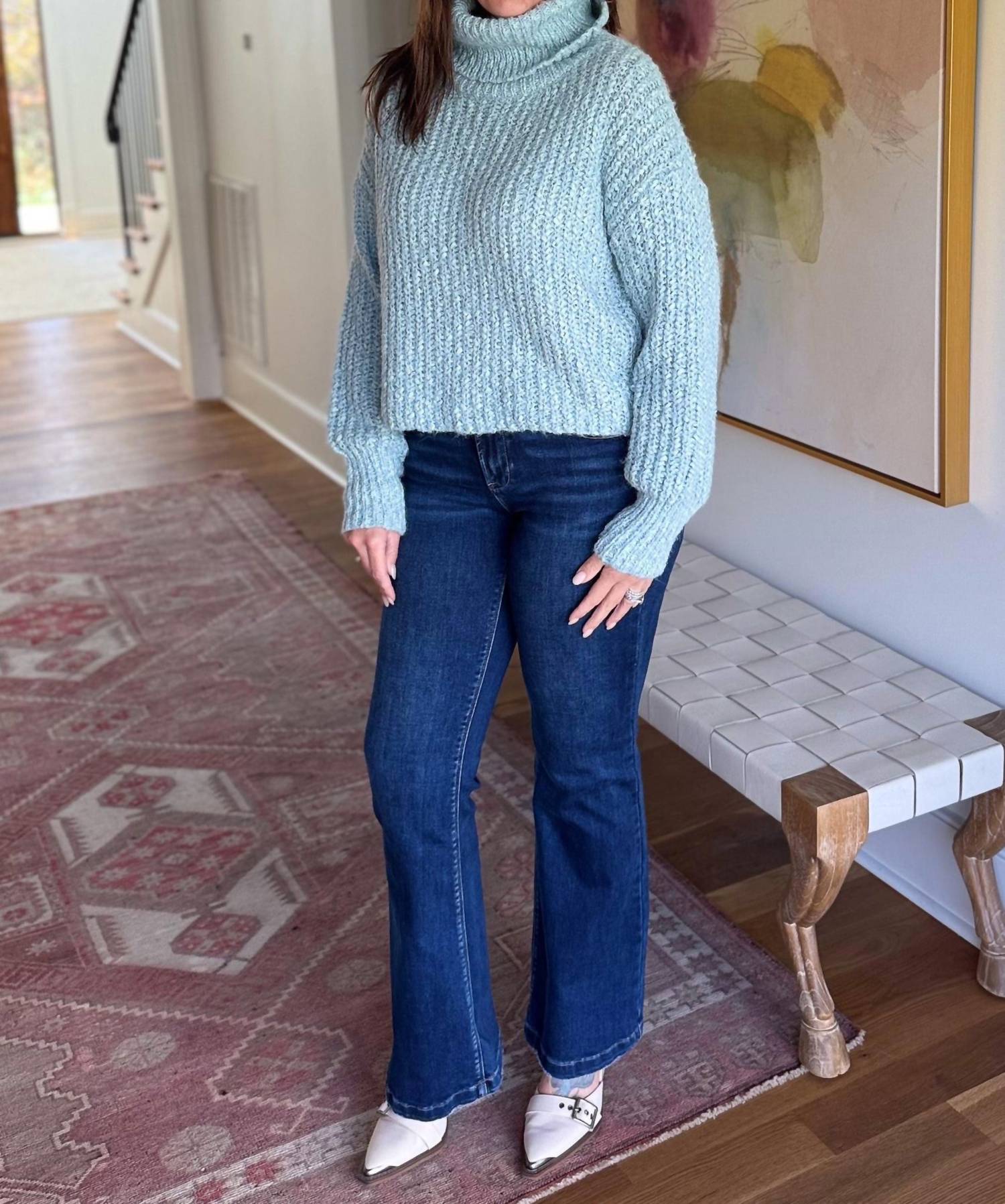 mystree Seaside Chic Cropped Sweater in blue - women's sweater