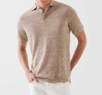 Patrick Assaraf - Short Sleeve Linen/ Silk Button Polo