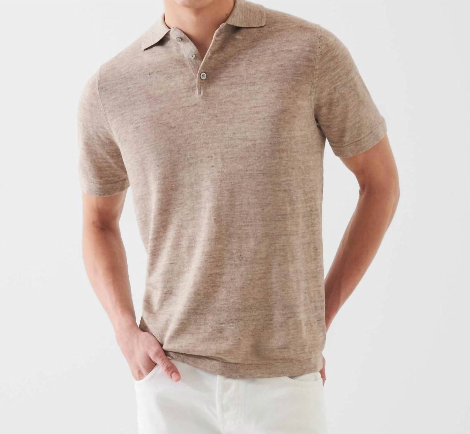 Patrick Assaraf - Short Sleeve Linen/ Silk Button Polo