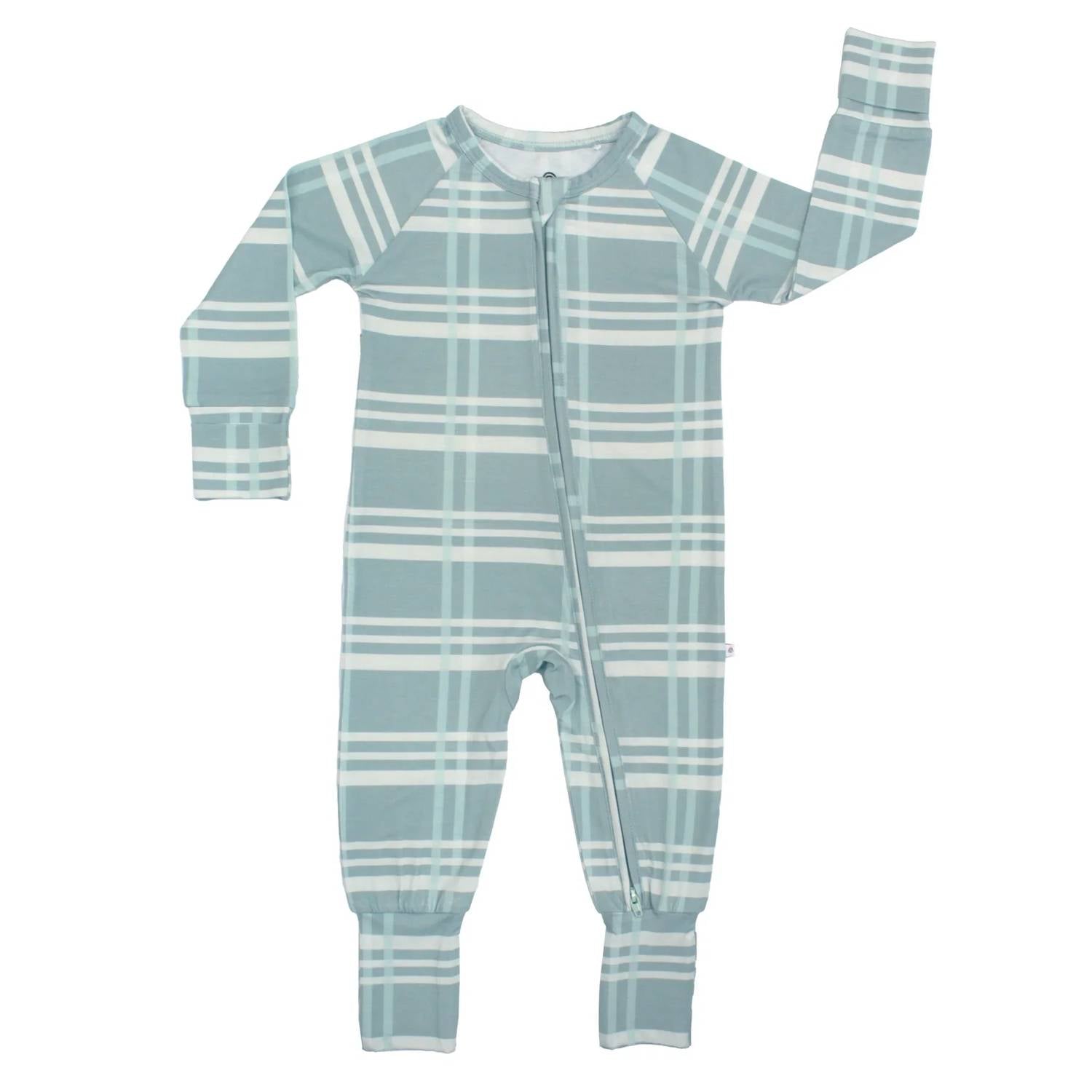 Emerson And Friends - Boy's Plaid Bamboo Convertible Footie Romper