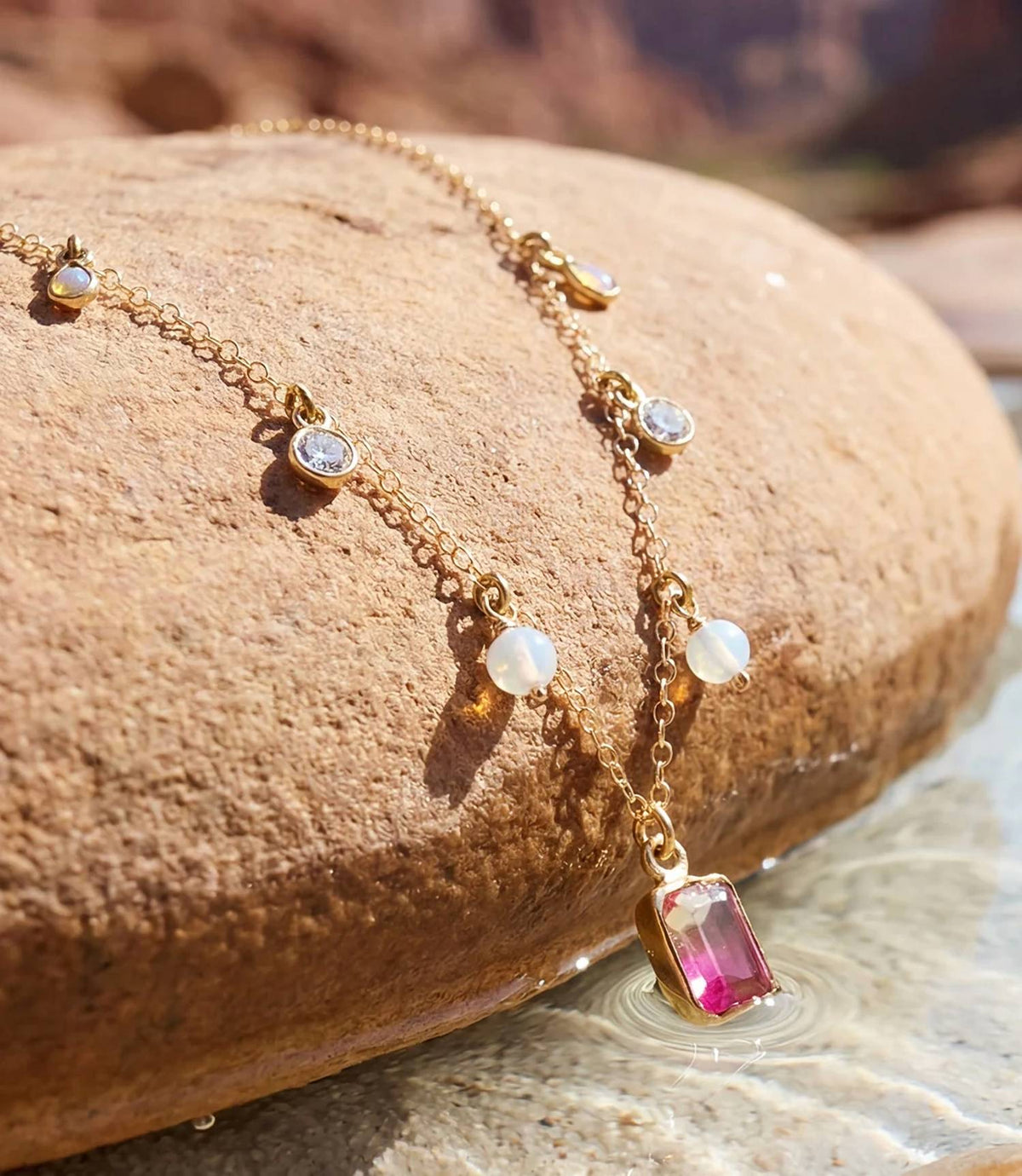 Native Gem - Women's Gemstone Station Necklace