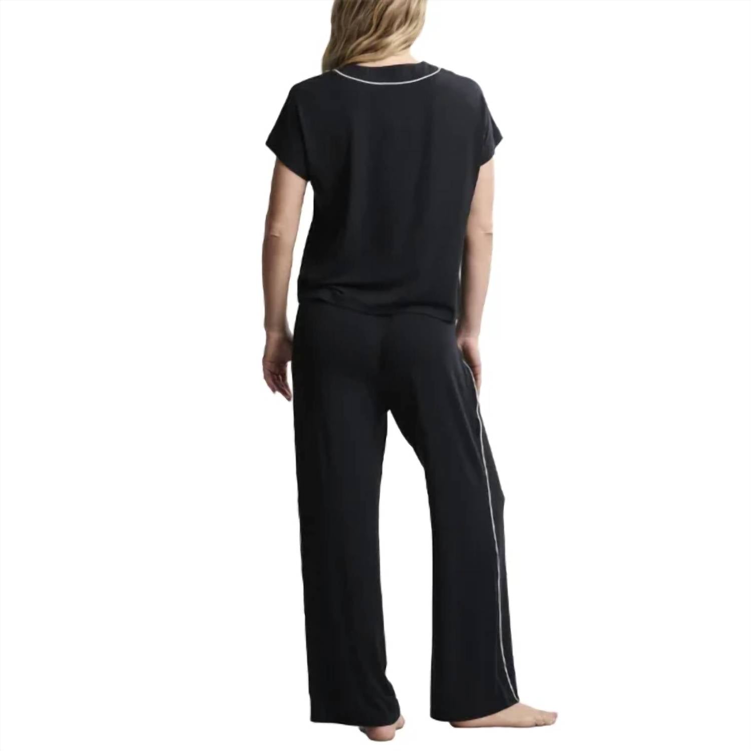 Barefoot Dreams - Women's Luxe Milk Jersey Piped Short Sleeve Set